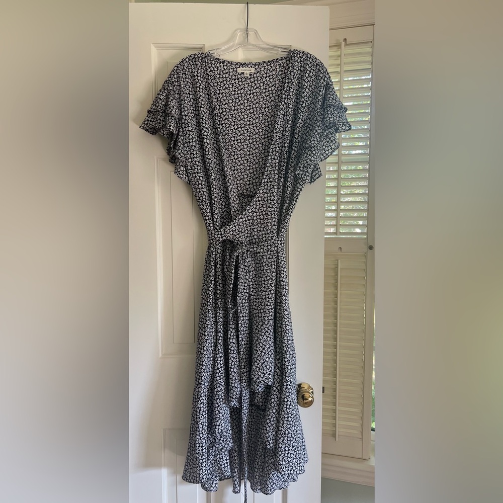 Max Studio High Low Floral Print Wrap Dress